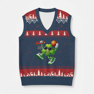 Funny 67 Meme Six Seven Basketball Shamrock St Patricks Day V-Neck Knit Sweater Vest TS11 Navy Red Print Your Wear