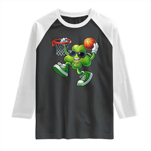 Funny 67 Meme Six Seven Basketball Shamrock St Patricks Day Raglan Shirt TS11 Black White Print Your Wear