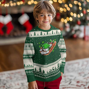 Funny Baseball St Patricks Day Home Plate Drip Ugly Christmas Sweater TS11 Forest Green Beige Print Your Wear