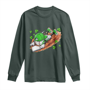 Funny Baseball St Patricks Day Home Plate Drip Long Sleeve Shirt TS11 Dark Forest Green Print Your Wear