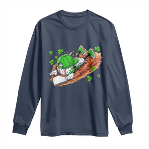 Funny Baseball St Patricks Day Home Plate Drip Long Sleeve Shirt TS11 Navy Print Your Wear