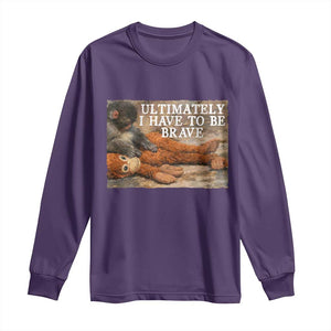 Ultimate I Have To Be Brave Punch The Monkey Long Sleeve Shirt Cute Baby Monkey Hugging Plush TS11 Purple Print Your Wear