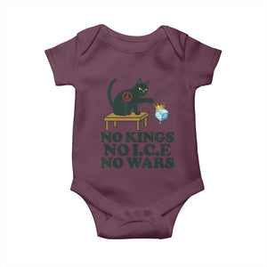 No Kings No Ice No Wars Cat Baby Onesie Funny Political Freedom Activist TS11 Maroon Print Your Wear