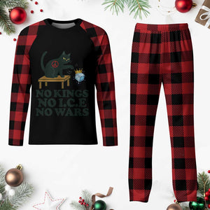 No Kings No Ice No Wars Cat Plaid Pajama Set Funny Political Freedom Activist TS11 Buffalo Plaid Print Your Wear