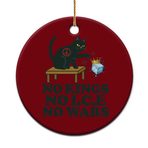 No Kings No Ice No Wars Cat Ceramic Ornament Funny Political Freedom Activist TS11 1pc Red Print Your Wear