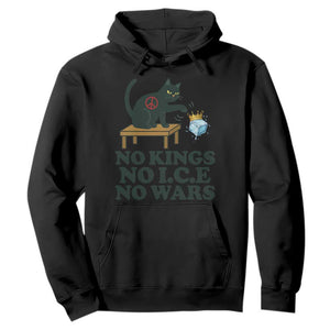 No Kings No Ice No Wars Cat Hoodie Funny Political Freedom Activist TS11 Black Print Your Wear