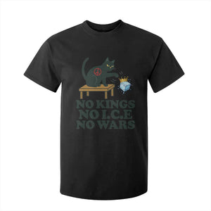 No Kings No Ice No Wars Cat T Shirt For Kid Funny Political Freedom Activist TS11 Black Print Your Wear