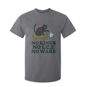 No Kings No Ice No Wars Cat T Shirt For Kid Funny Political Freedom Activist TS11 Charcoal Print Your Wear