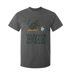 No Kings No Ice No Wars Cat T Shirt For Kid Funny Political Freedom Activist TS11 Dark Heather Print Your Wear