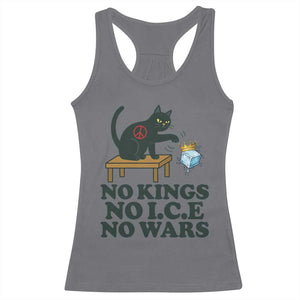 No Kings No Ice No Wars Cat Racerback Tank Top Funny Political Freedom Activist TS11 Charcoal Print Your Wear
