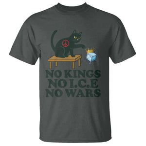 No Kings No Ice No Wars Cat T Shirt Funny Political Freedom Activist TS11 Dark Heather Print Your Wear
