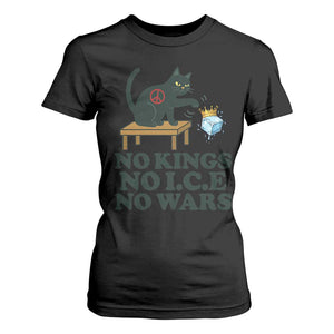 No Kings No Ice No Wars Cat T Shirt For Women Funny Political Freedom Activist TS11 Black Print Your Wear