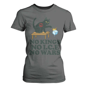 No Kings No Ice No Wars Cat T Shirt For Women Funny Political Freedom Activist TS11 Dark Heather Print Your Wear