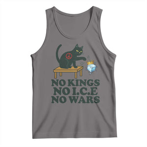 No Kings No Ice No Wars Cat Tank Top Funny Political Freedom Activist TS11 Deep Heather Print Your Wear