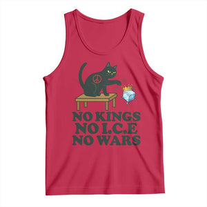 No Kings No Ice No Wars Cat Tank Top Funny Political Freedom Activist TS11 Red Print Your Wear