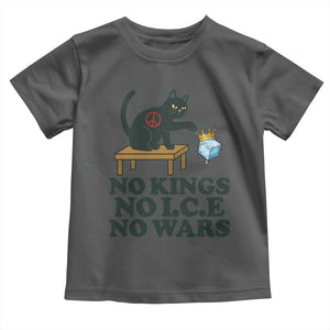No Kings No Ice No Wars Cat Toddler T Shirt Funny Political Freedom Activist TS11 Dark Heather Print Your Wear