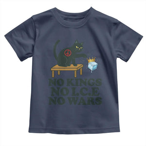 No Kings No Ice No Wars Cat Toddler T Shirt Funny Political Freedom Activist TS11 Navy Print Your Wear
