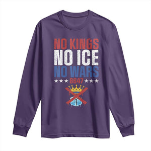 No Kings No Ice No Wars 8647 Long Sleeve Shirt Rejecting Kings Anti Authoritarian TS11 Purple Print Your Wear