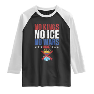 No Kings No Ice No Wars 8647 Raglan Shirt Rejecting Kings Anti Authoritarian TS11 Black White Print Your Wear