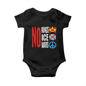 No Kings No Ice No Wars Baby Onesie Political Protest Peace Sign TS11 Black Print Your Wear