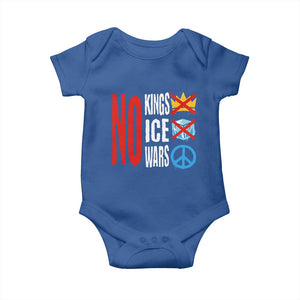 No Kings No Ice No Wars Baby Onesie Political Protest Peace Sign TS11 Royal Blue Print Your Wear