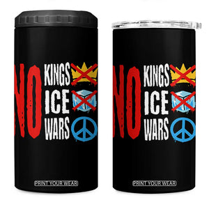 No Kings No Ice No Wars 4 in 1 Can Cooler Tumbler Political Protest Peace Sign TS11 One Size: 16 oz Black Print Your Wear