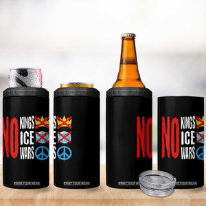 No Kings No Ice No Wars 4 in 1 Can Cooler Tumbler Political Protest Peace Sign TS11 Print Your Wear