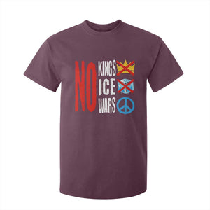 No Kings No Ice No Wars T Shirt For Kid Political Protest Peace Sign TS11 Maroon Print Your Wear