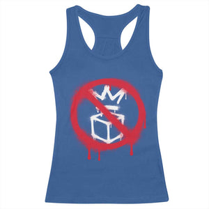 No Kings No Ice Protest Racerback Tank Top Vintage Political Stop Sign Graffiti Graphic TS11 Royal Blue Print Your Wear