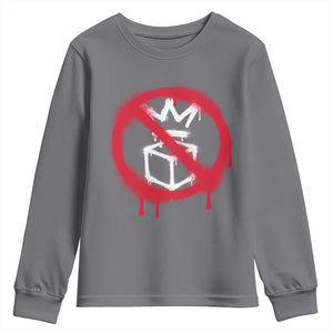 No Kings No Ice Protest Youth Sweatshirt Vintage Political Stop Sign Graffiti Graphic TS11 Charcoal Print Your Wear