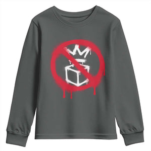 No Kings No Ice Protest Youth Sweatshirt Vintage Political Stop Sign Graffiti Graphic TS11 Dark Heather Print Your Wear