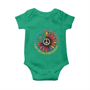No Kings No Dictators No Felon Presidents Baby Onesie Retro Flower Peace Sign TS11 Irish Green Print Your Wear