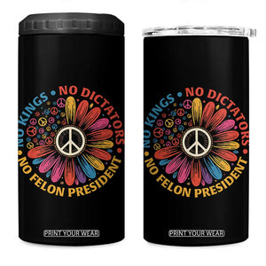 No Kings No Dictators No Felon Presidents 4 in 1 Can Cooler Tumbler Retro Flower Peace Sign TS11 One Size: 16 oz Black Print Your Wear