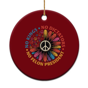 No Kings No Dictators No Felon Presidents Ceramic Ornament Retro Flower Peace Sign TS11 1pc Red Print Your Wear