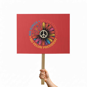 No Kings No Dictators No Felon Presidents Protest Sign Retro Flower Peace Sign TS11 Horizontal 18" × 24" Red Print Your Wear