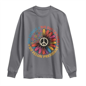 No Kings No Dictators No Felon Presidents Long Sleeve Shirt Retro Flower Peace Sign TS11 Charcoal Print Your Wear