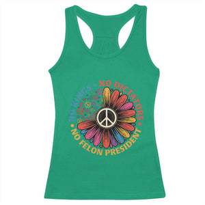 No Kings No Dictators No Felon Presidents Racerback Tank Top Retro Flower Peace Sign TS11 Irish Green Print Your Wear