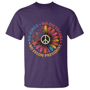 No Kings No Dictators No Felon Presidents T Shirt Retro Flower Peace Sign TS11 Purple Print Your Wear