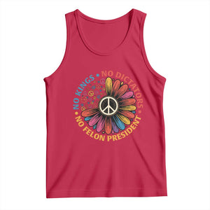 No Kings No Dictators No Felon Presidents Tank Top Retro Flower Peace Sign TS11 Red Print Your Wear