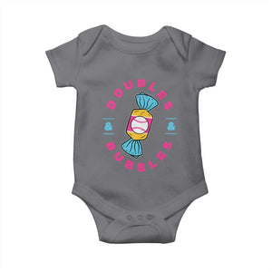 Doubles and Bubbles Baseball Candy Gum Baby Onesie TS11 Charcoal Print Your Wear