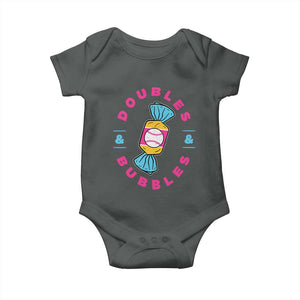 Doubles and Bubbles Baseball Candy Gum Baby Onesie TS11 Dark Heather Print Your Wear