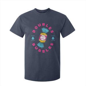 Doubles and Bubbles Baseball Candy Gum T Shirt For Kid TS11 Navy Print Your Wear