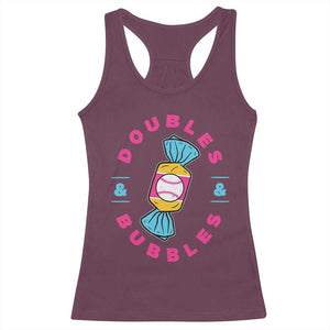 Doubles and Bubbles Baseball Candy Gum Racerback Tank Top TS11 Maroon Print Your Wear