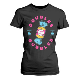 Doubles and Bubbles Baseball Candy Gum T Shirt For Women TS11 Black Print Your Wear