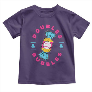 Doubles and Bubbles Baseball Candy Gum Toddler T Shirt TS11 Purple Print Your Wear