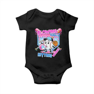 Baseball Blowing Bubbles Hitting Doubles Baby Onesie Sports Bubble Gum Lover TS11 Black Print Your Wear