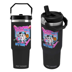 Baseball Blowing Bubbles Hitting Doubles Flip Straw Tumbler Sports Bubble Gum Lover TS11 One Size: 30 oz Black Print Your Wear