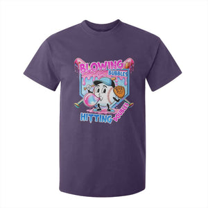 Baseball Blowing Bubbles Hitting Doubles T Shirt For Kid Sports Bubble Gum Lover TS11 Purple Print Your Wear