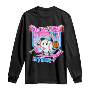 Baseball Blowing Bubbles Hitting Doubles Long Sleeve Shirt Sports Bubble Gum Lover TS11 Black Print Your Wear