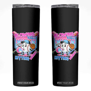 Baseball Blowing Bubbles Hitting Doubles Skinny Tumbler Sports Bubble Gum Lover TS11 Black Print Your Wear